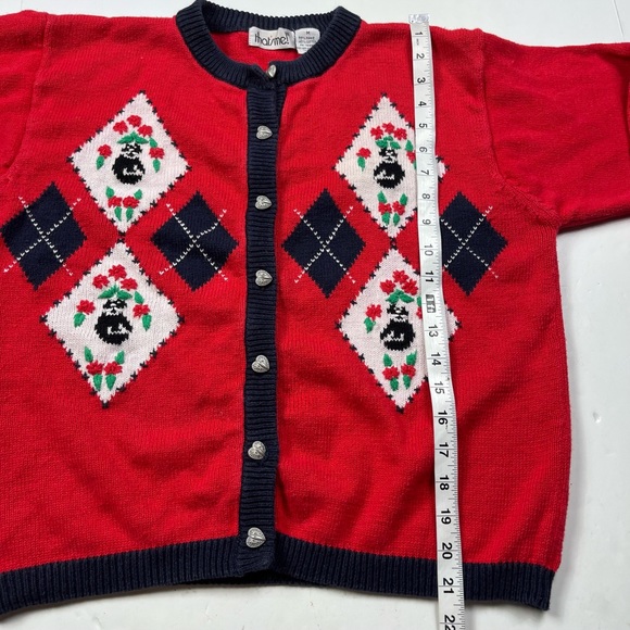 Vintage Cat Cardigan Sweater Medium Knit Heart Button Quirky Kitsch - Picture 8 of 10